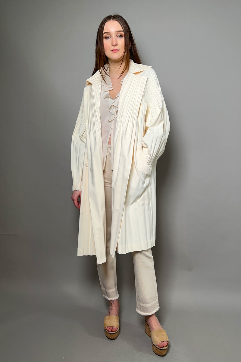 Pleats Please Issey Miyake Smooth Trench Coat in Ivory – Ashia