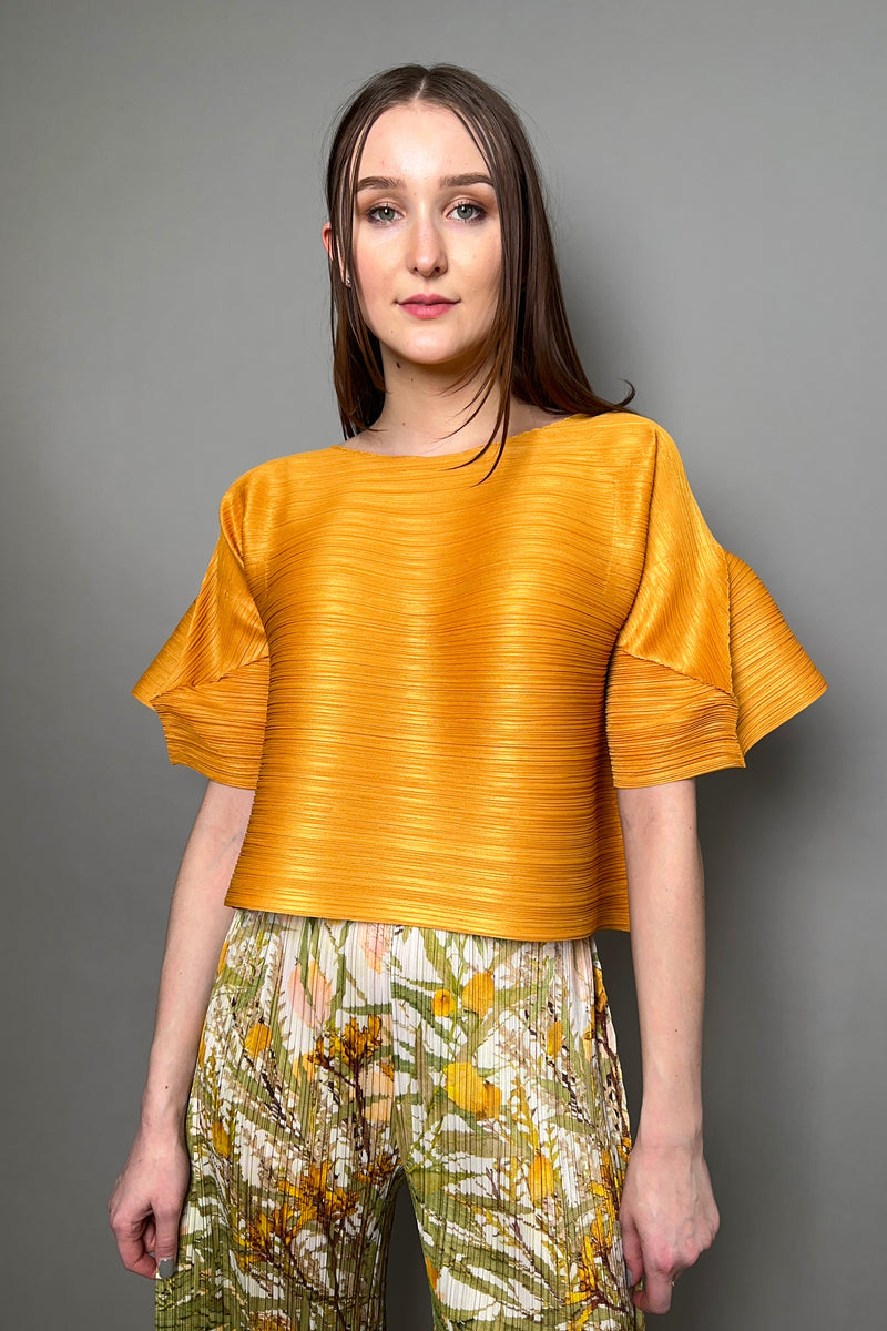 Pleats Please Tour Top in Ochre