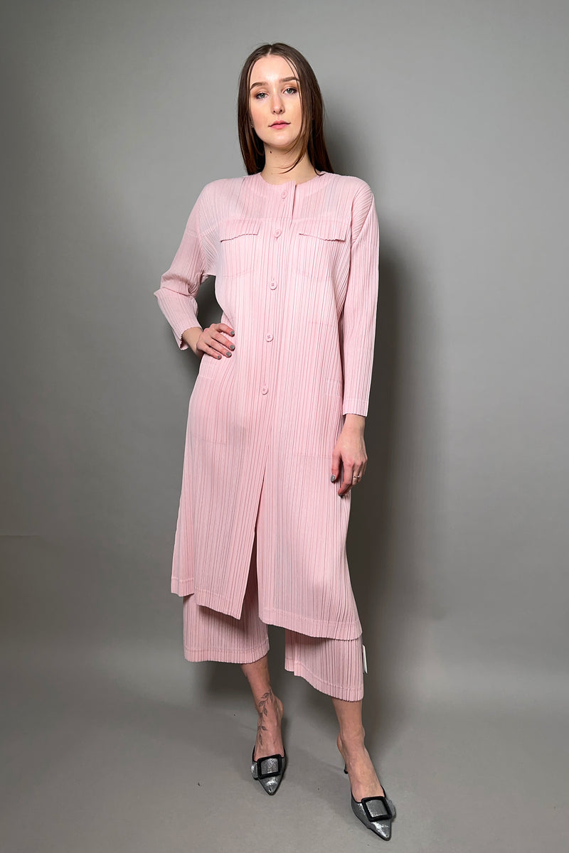 Pleats Please Ramie Pleats Coat in Light Pink