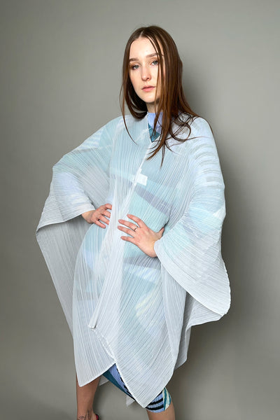 天然石ターコイズ ISSEY MIYAKE PLEATS PLEAS ジャケット テーラード風