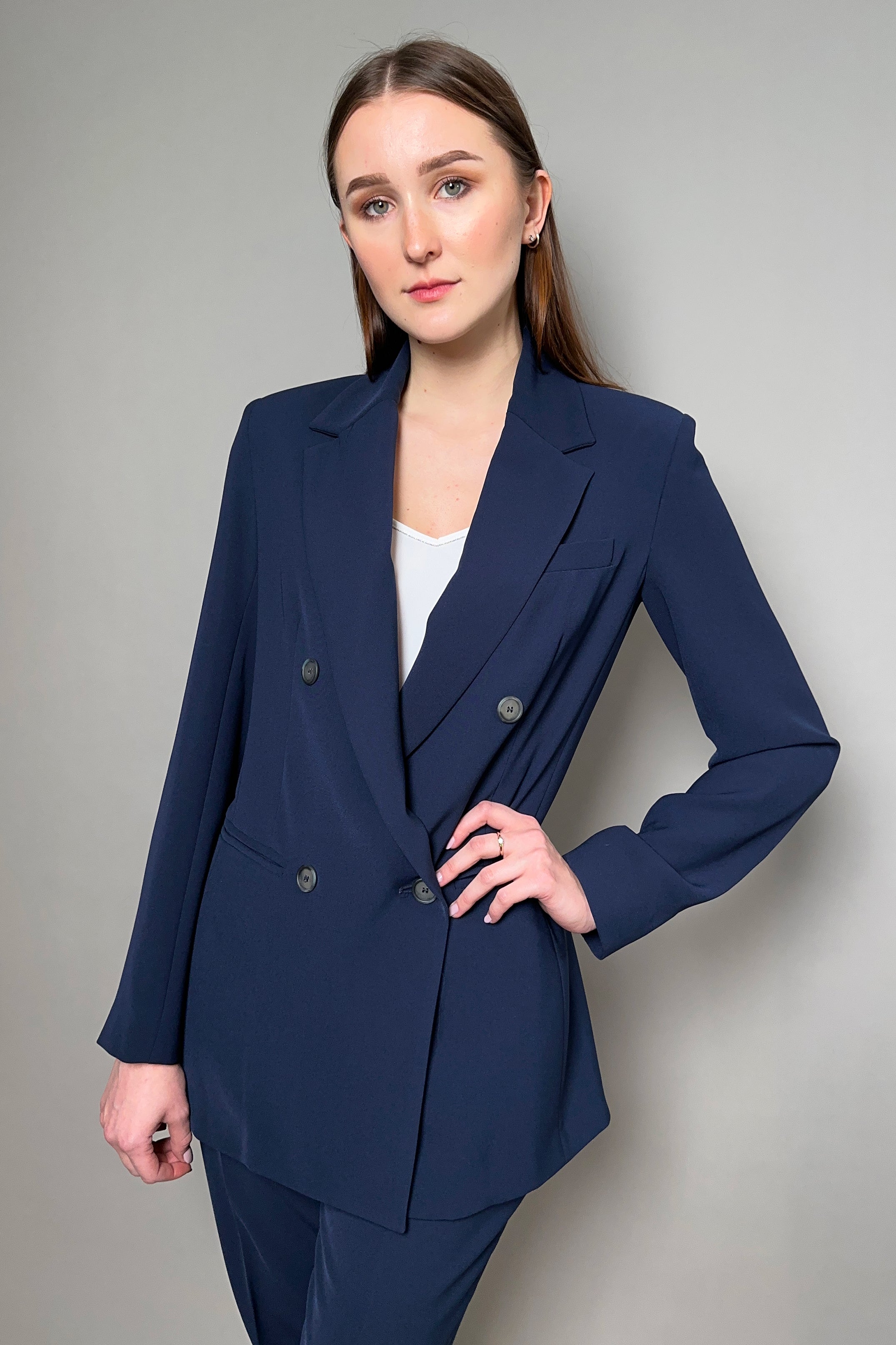 Antonelli Firenze Gramigna Fluid Drape Blazer in Navy – Ashia Mode Clothing