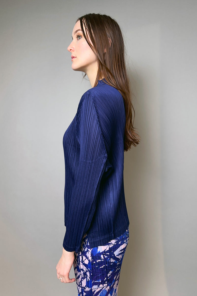 Pleats Please Issey Miyake Mockneck Trunk Shirt in Navy – Ashia