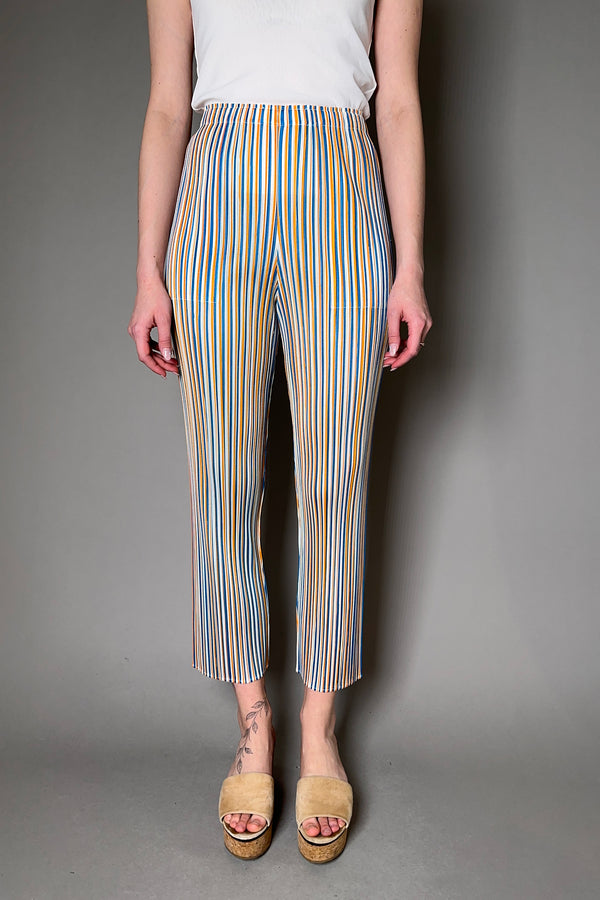 Pleats Please Issey Miyake Freeway Pants in Light Blue and Green 