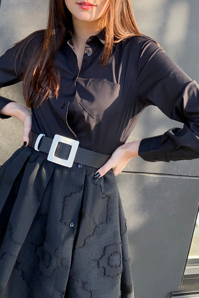 Sara Roka Black Shirt-Dress with Brocade Skirt – Ashia Mode Clothing