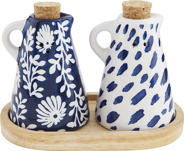 Individual Salt and Pepper Shaker Set, Turquoise– Blue Print