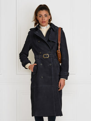 The Kitty - Women's Trench Coat - Navy Cotton | Fairfax & Favor