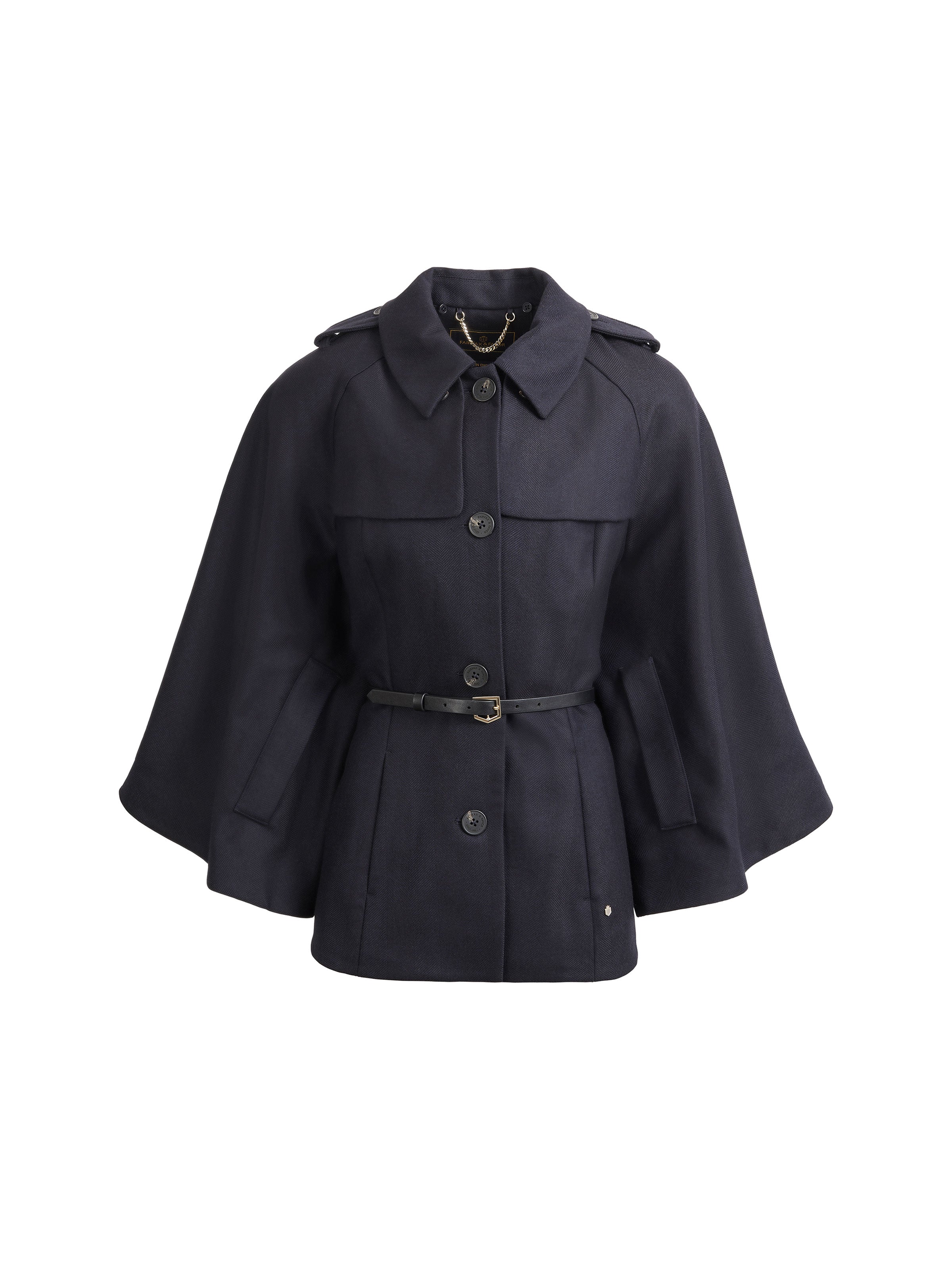 Sienna Wool Cape - Navy - Fairfax  Favor product image