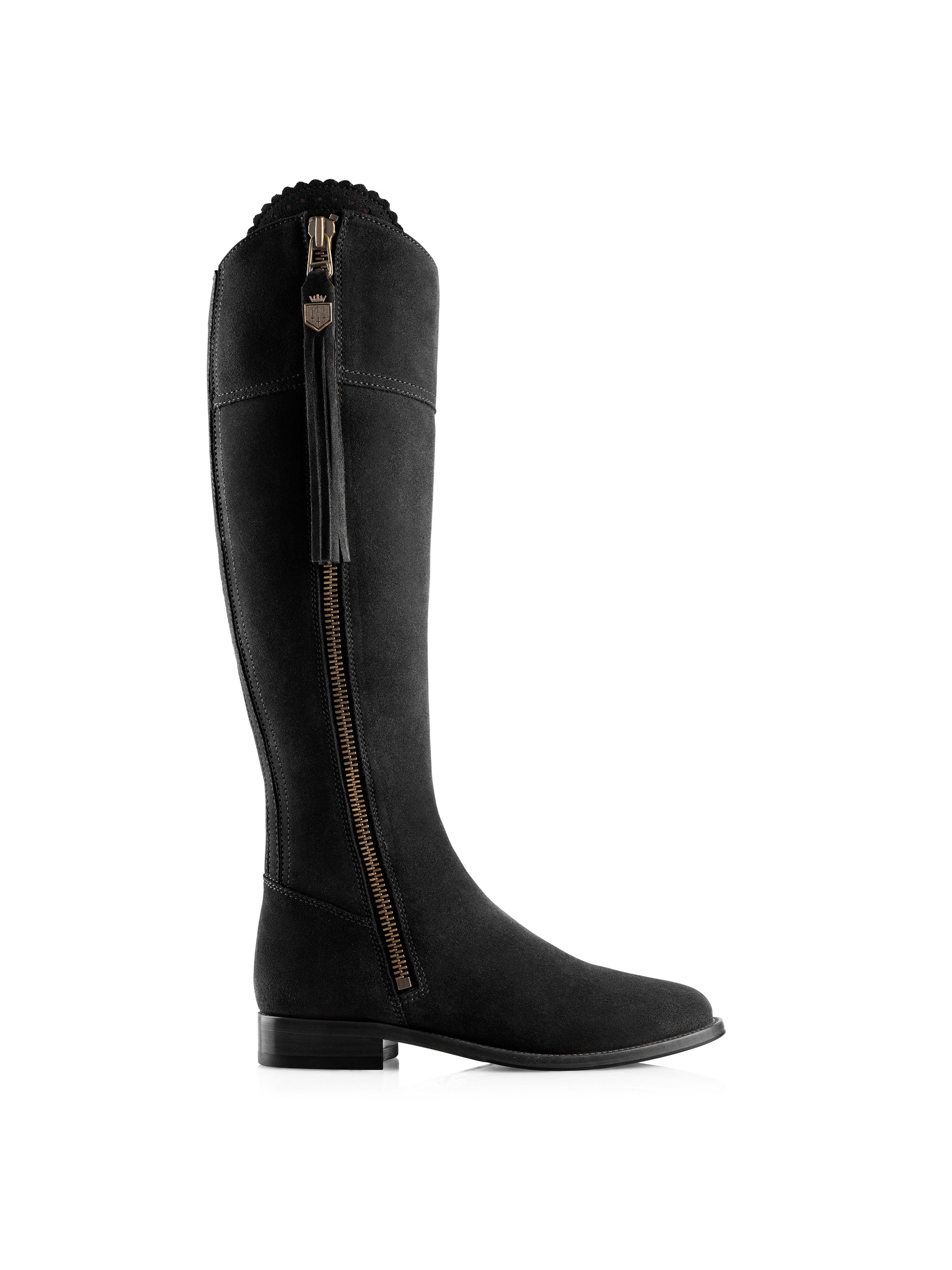 The Regina - Women's Tall Boots Black Suede Sporting | Fairfax & Favor