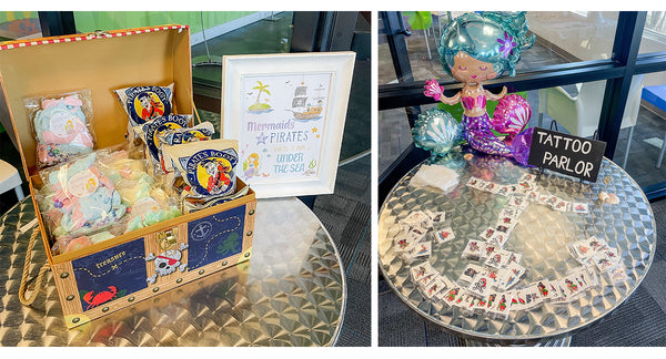 Tattoo Parlor and Party Favor Tables for Mermaids and Pirates Birthday