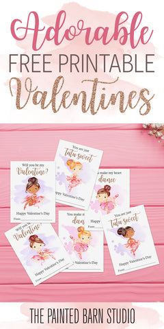 Free Printable Ballerina Valentine Cards - The Painted Barn Studio