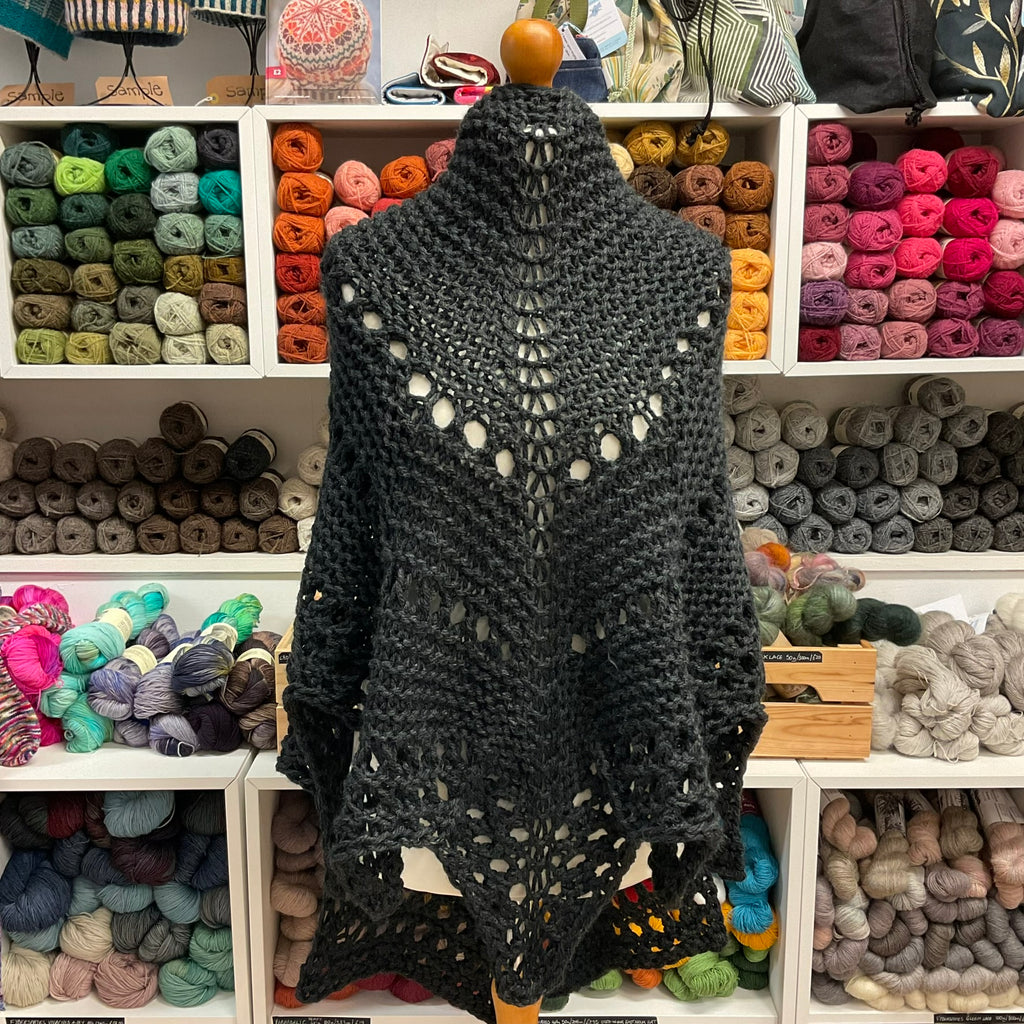 dark grey lace shawl
