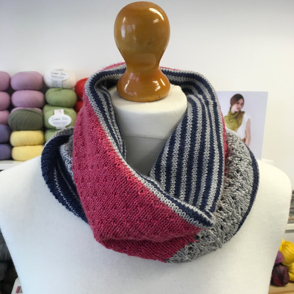 Joji Locatelli 3 color cashmere cowl in socks yeah at The Woolly Brew
