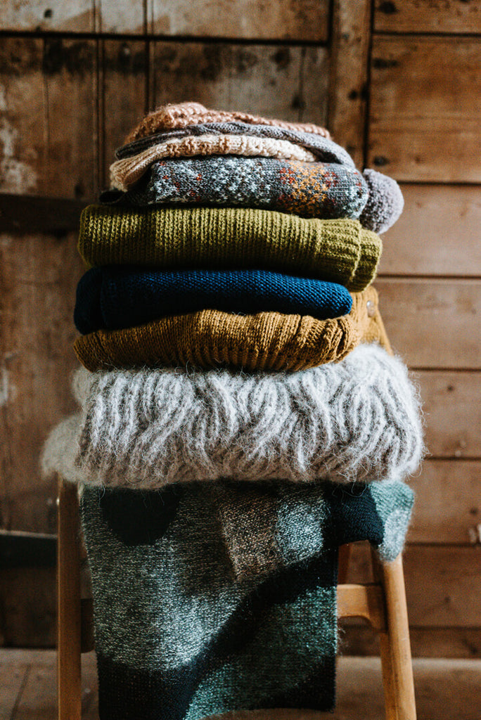 pile of hand knits