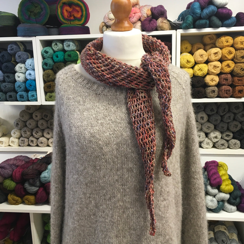 eyelet shawl by the woolly brew in rico lazy hazy summer cotton