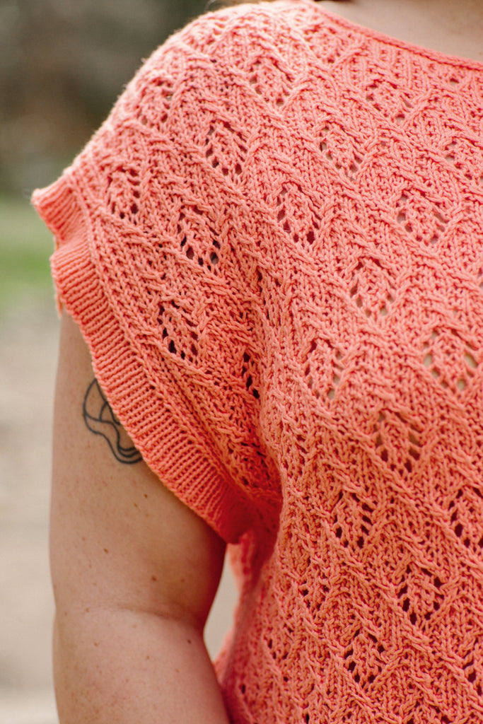 coral orange knitted lacework 