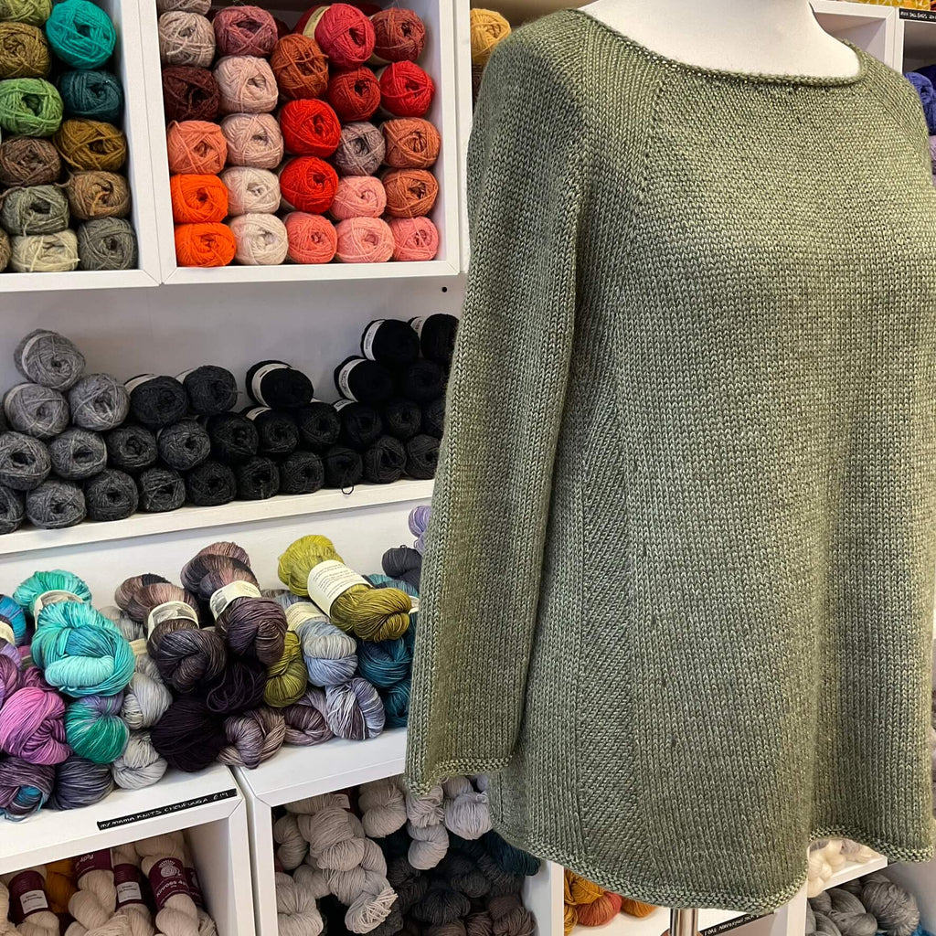 green sweater