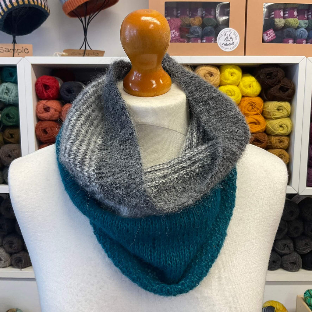 blue and grey cowl