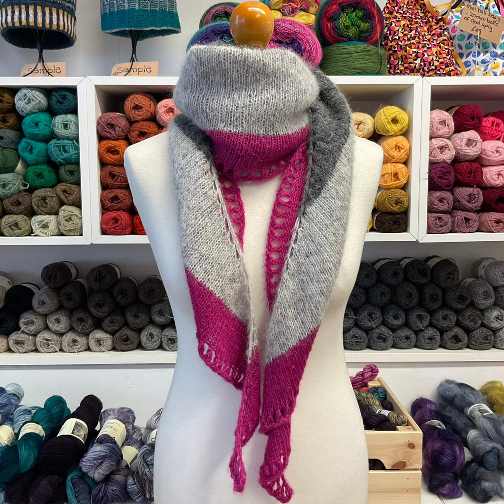 pink and grey scarf