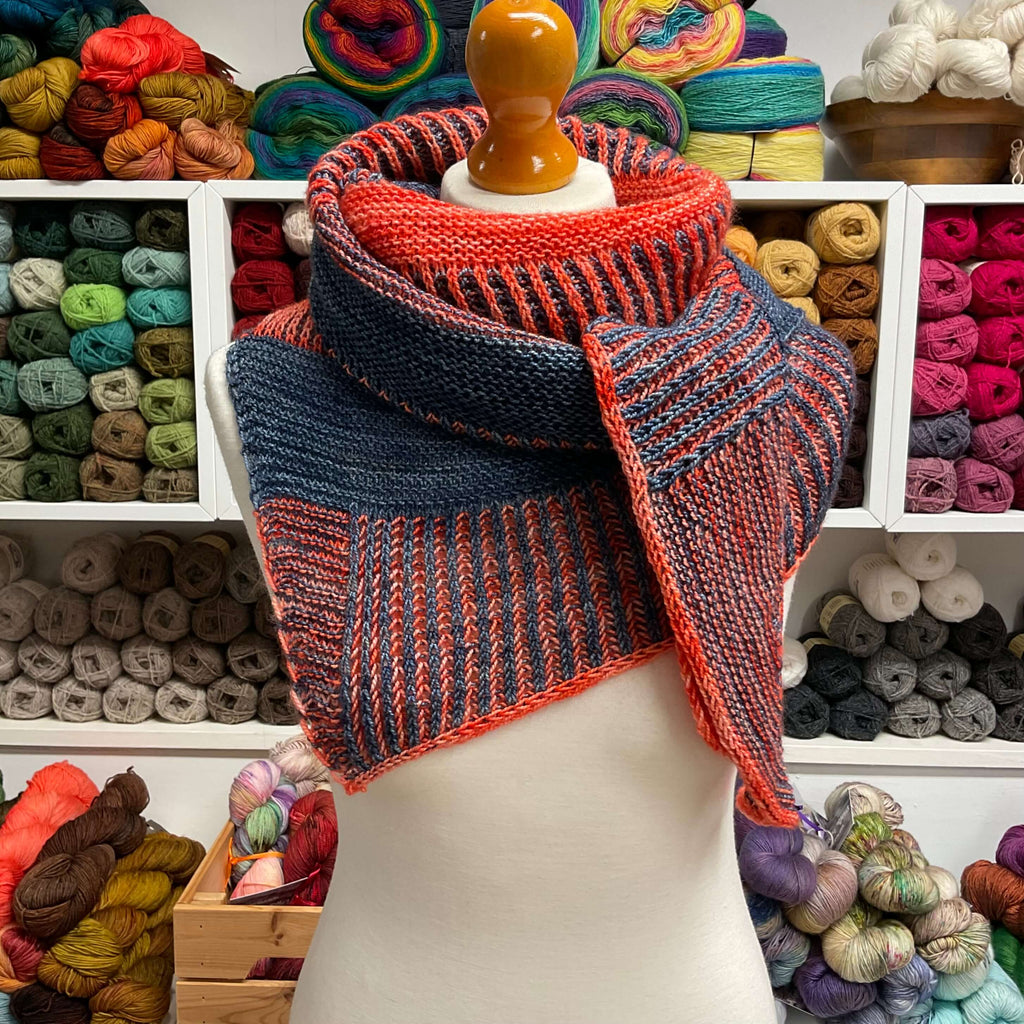 orange and blue shawl