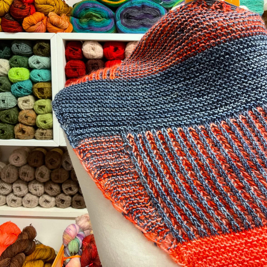 orange and blue shawl