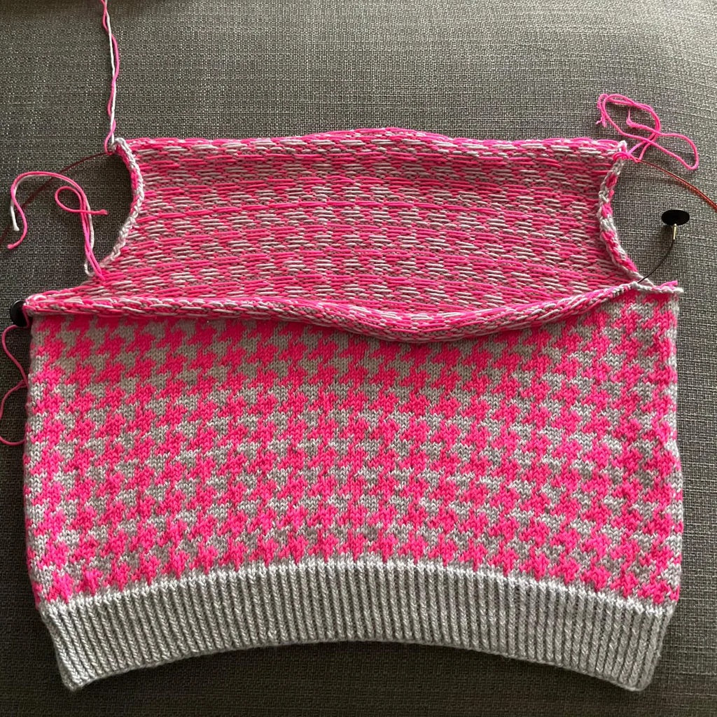 pink and grey vest