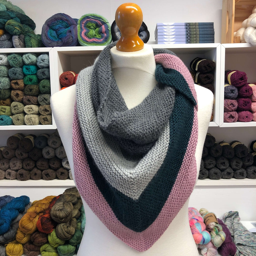 colour block triangle shawl