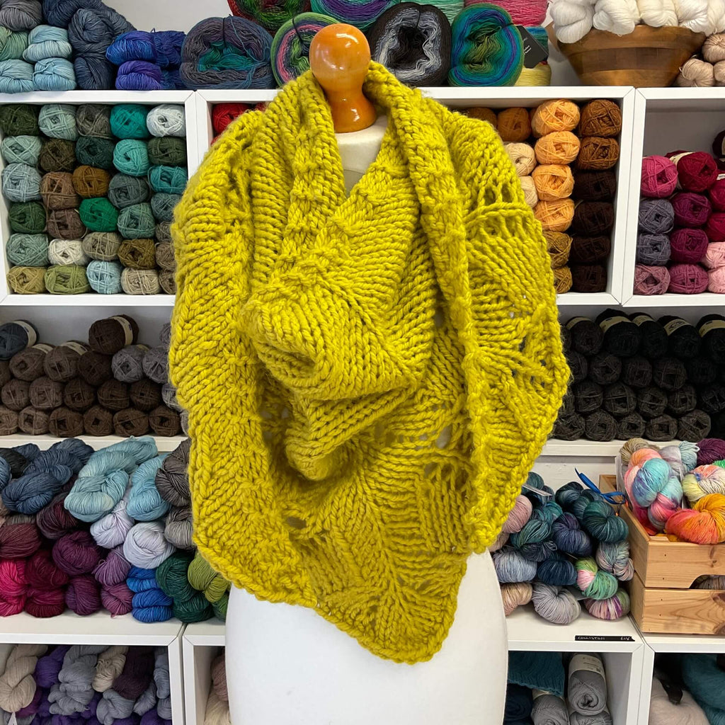 bright yellow chunky shawl