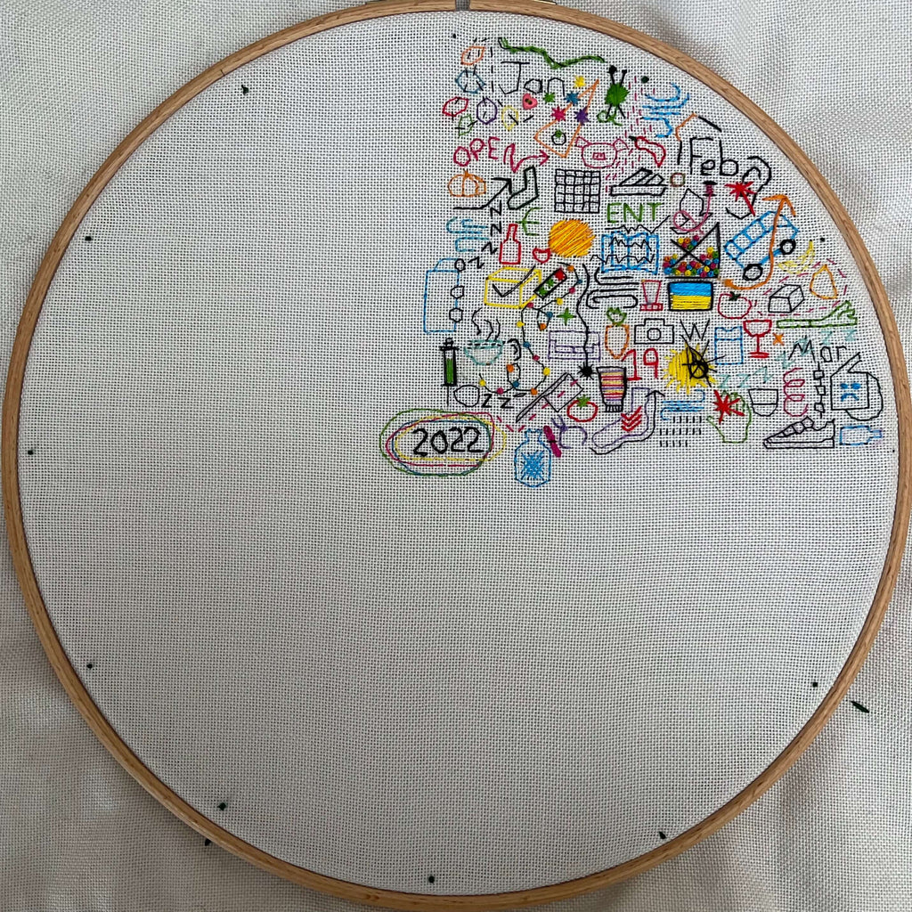 embroidery hoop with monthly stitching