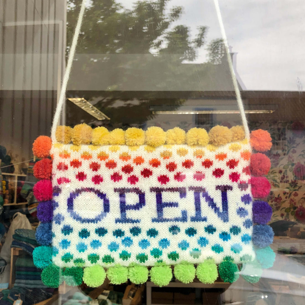 knitted open sign 