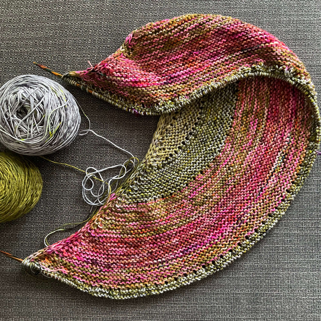 green and pink shawl
