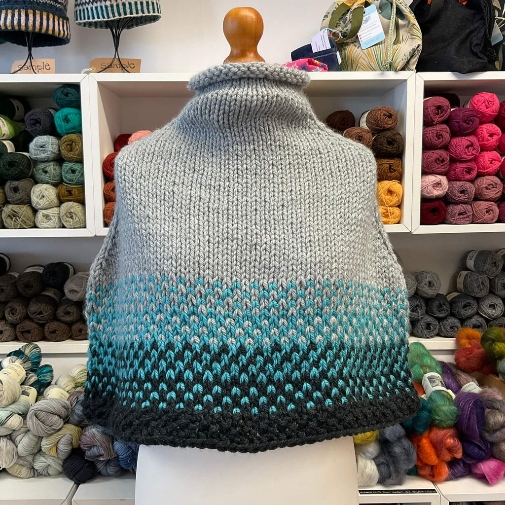 super chunky grey poncho