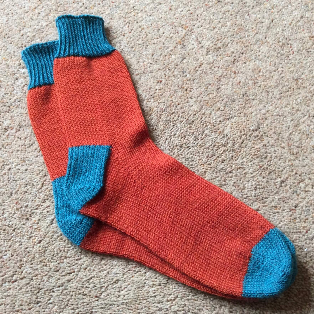 orange and blue socks