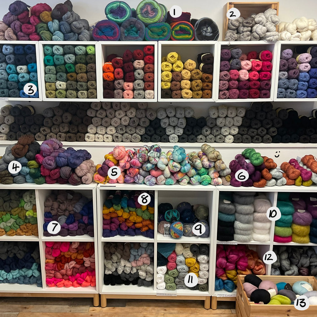 wall of finer yarns in lots of colours