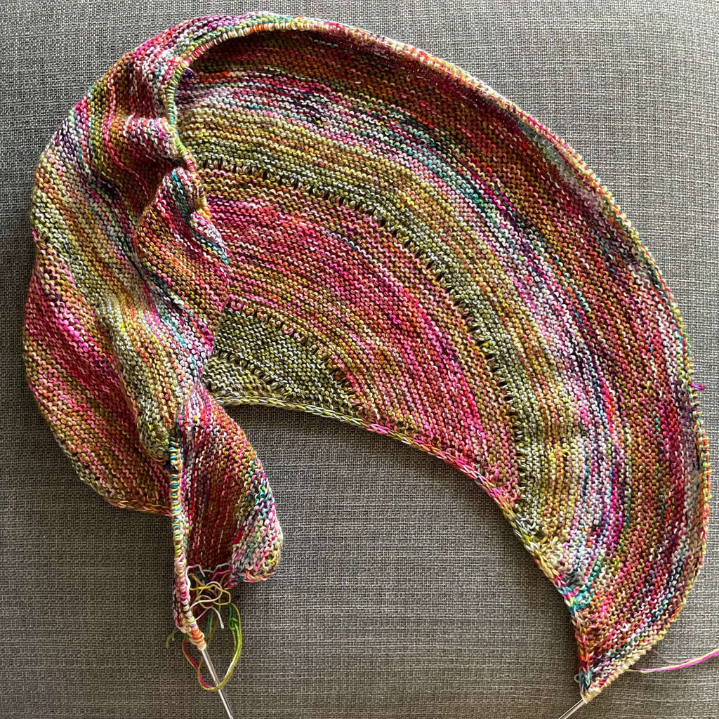 multi coloured semi circle shawl