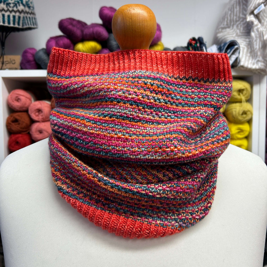 orange woven look hand knitted cowl