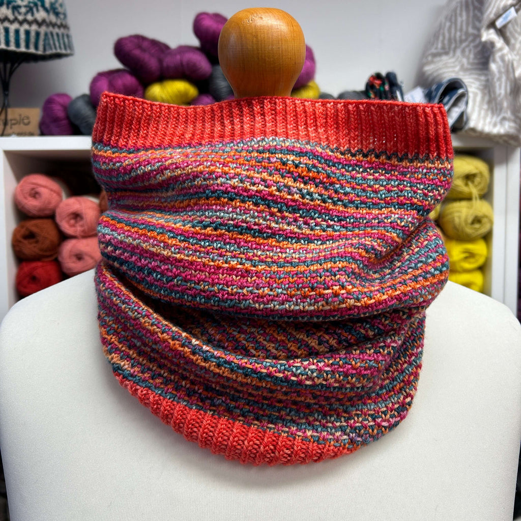 orange multi coloured cowl