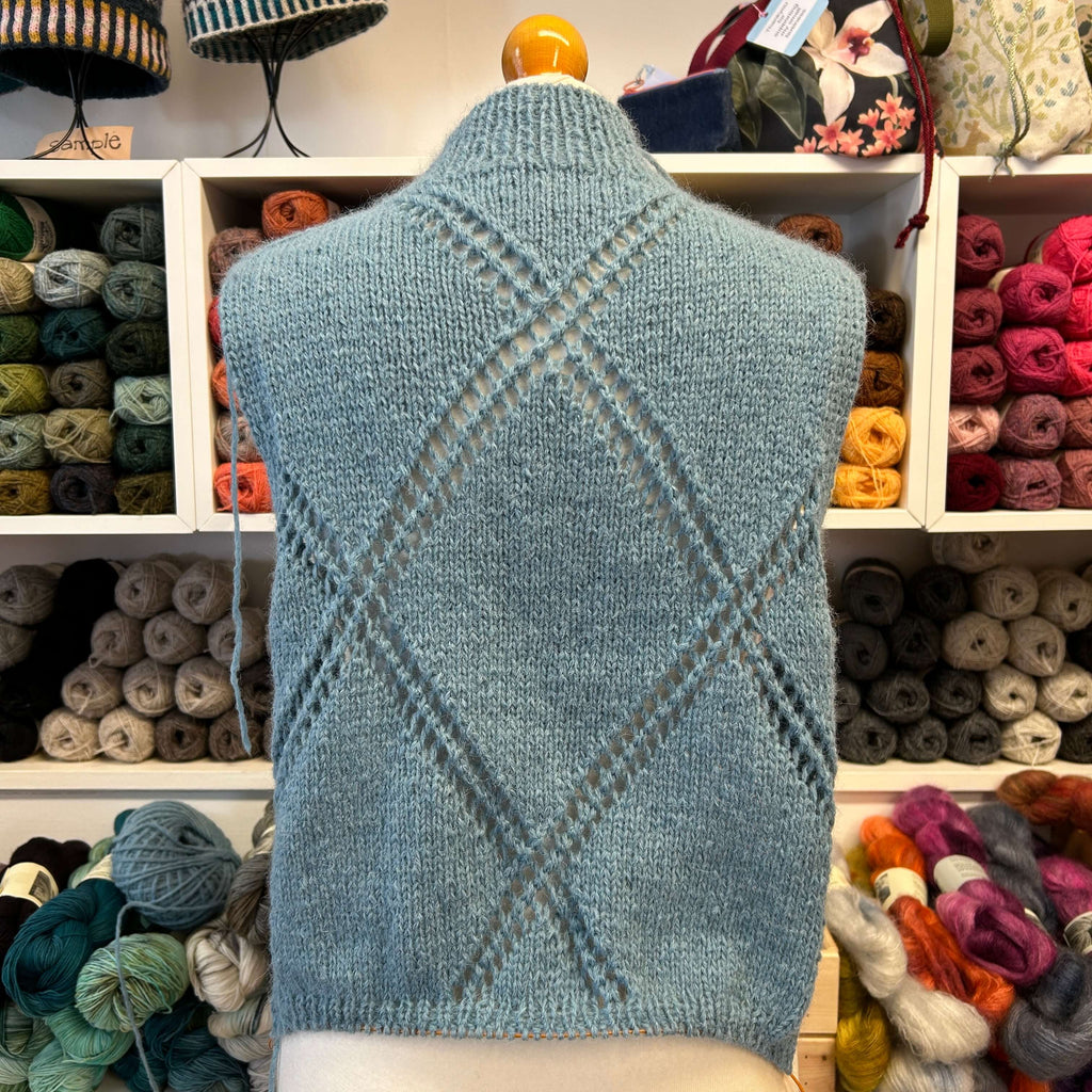 light blue sleeveless knitted vest
