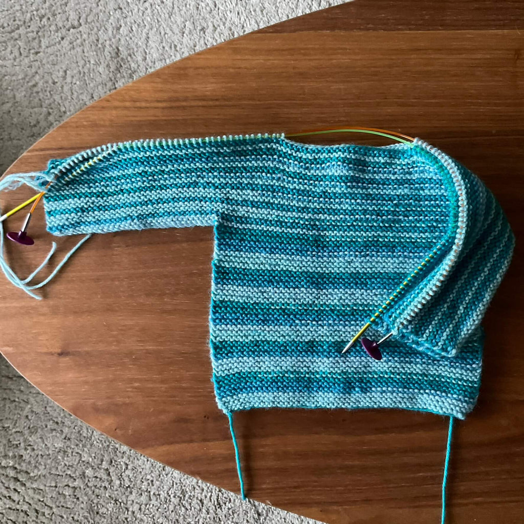 stripey blue baby sweater