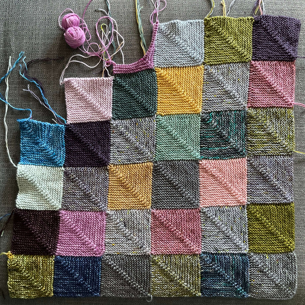 unfinished mitred square blanket