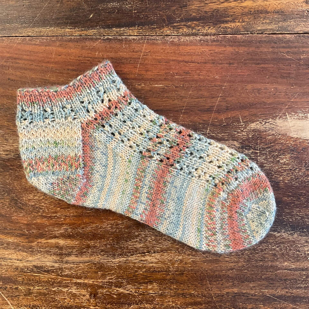 short socks in brown self patterning sock yarn