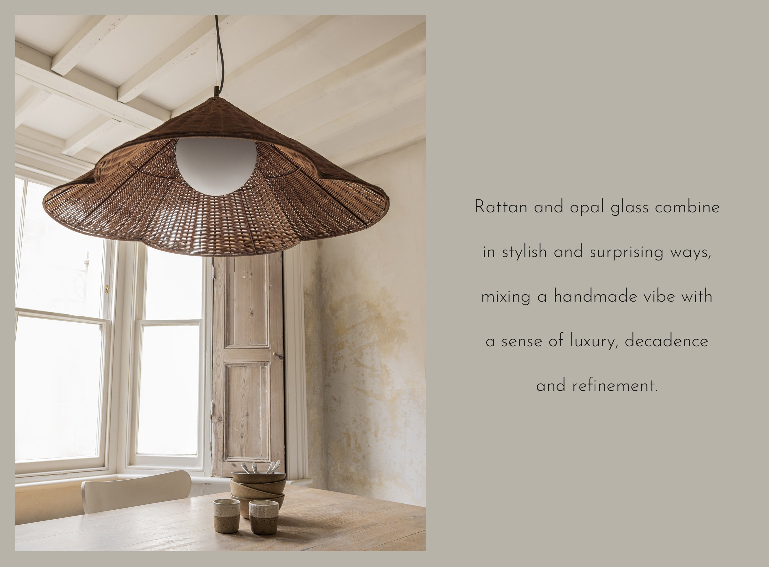 Bardi - 1 light oversized scalloped rattan pendant | Ceiling Light | lightsandlamps.com