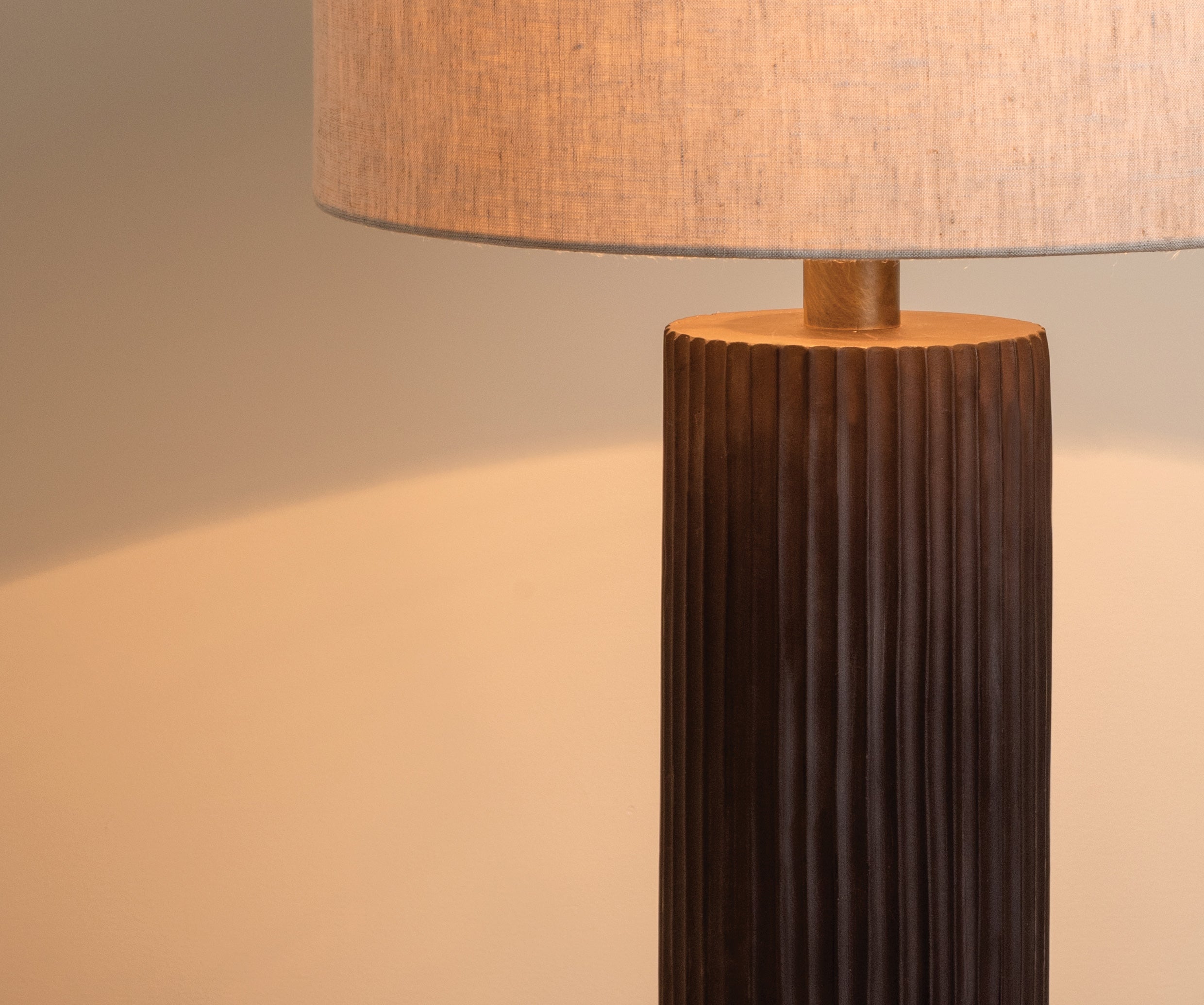 Nitara - chocolate ribbed concrete table lamp | Table Lamp | lightsandlamps.com