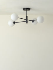 Chelso - 4 light matt black and opal flush | Ceiling Light | lightsandlamps.com