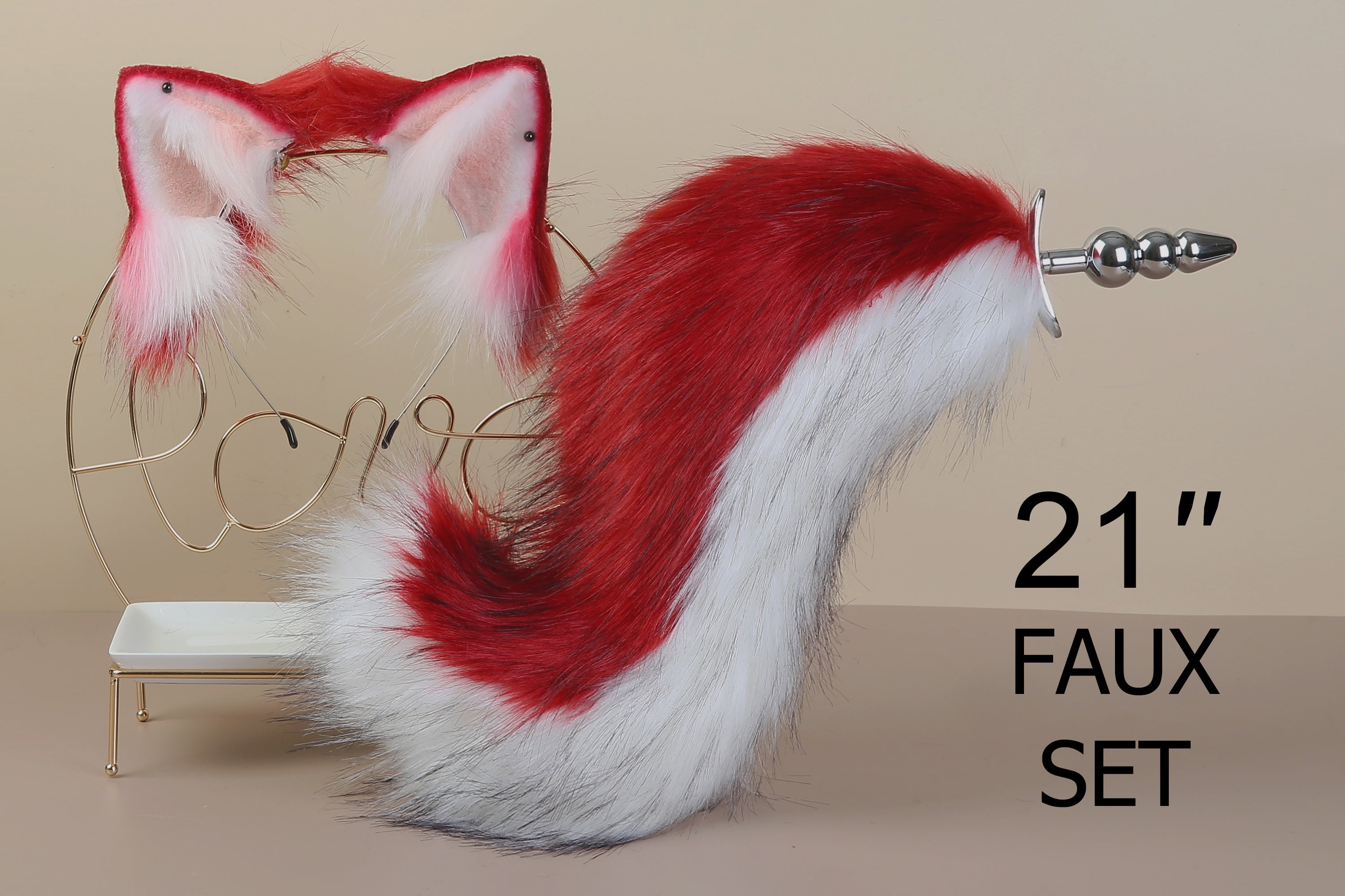White Red Fox Tail Plug And Ear Set Tail Butt Plug Wolf Tail Buttplug Tail Cat Ear Cosplay 5838