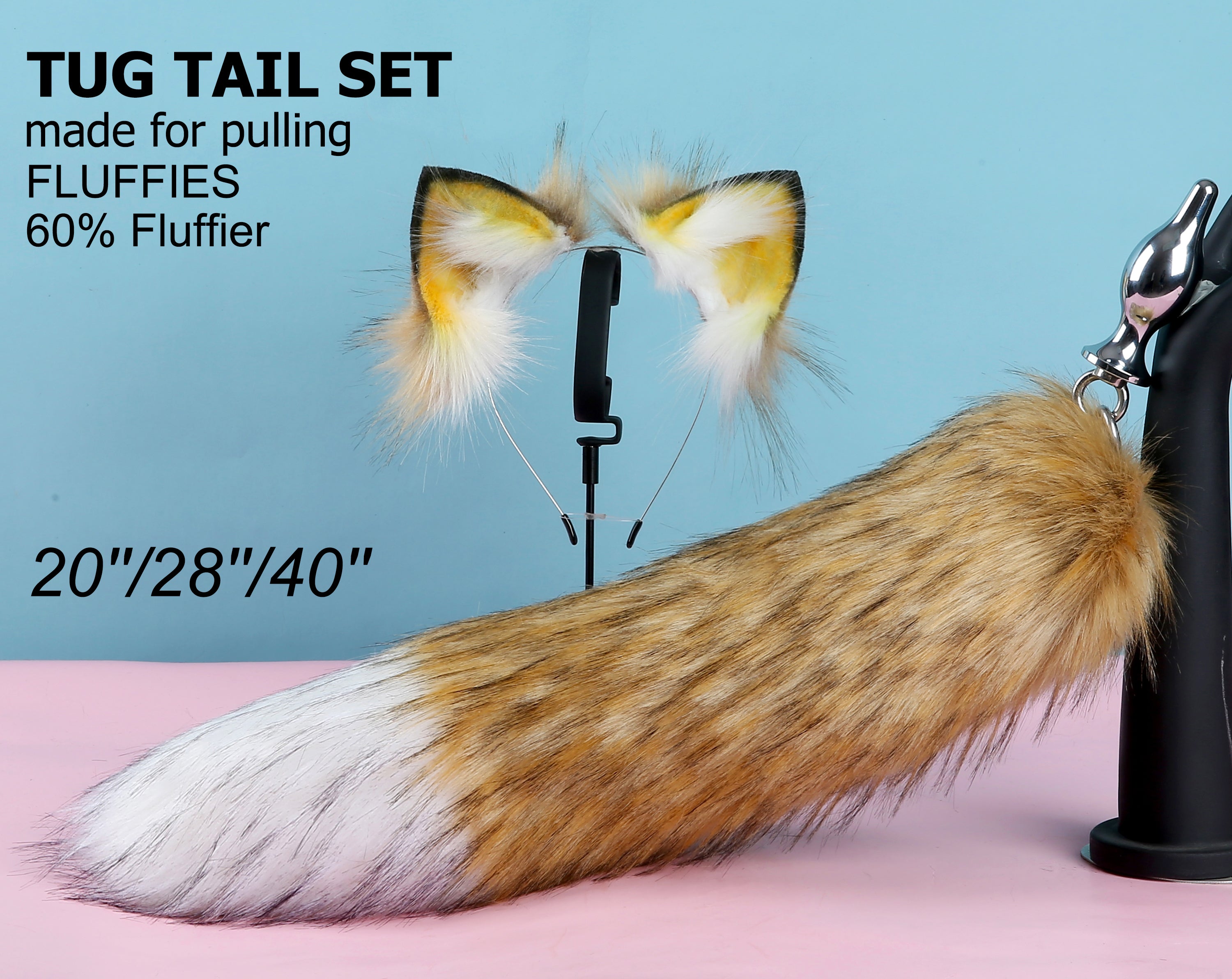 Brown White Fluffy Tug Tail Plug And Ear Set Fluffy Fox Tail Butt Plug And Ear Set Wolf Tail 6926