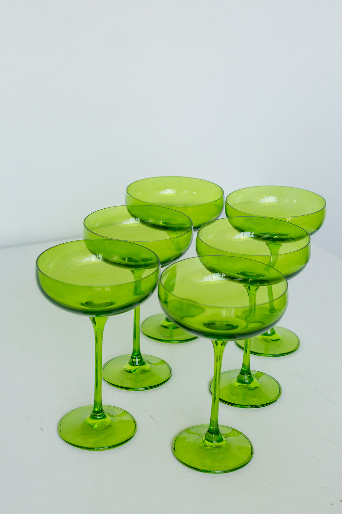 Estelle Colored Glass Estelle Hand-Blown Colored Cocktail Coupe Glasses (Set of 6) - Mixed Set (Set of 6)