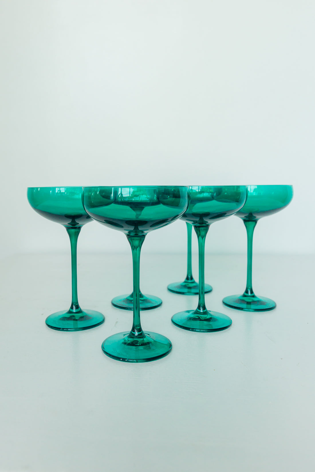 Estelle Colored Champagne Coupe Stemware - Set of 6 {Ocean Blue} – Estelle  Colored Glass