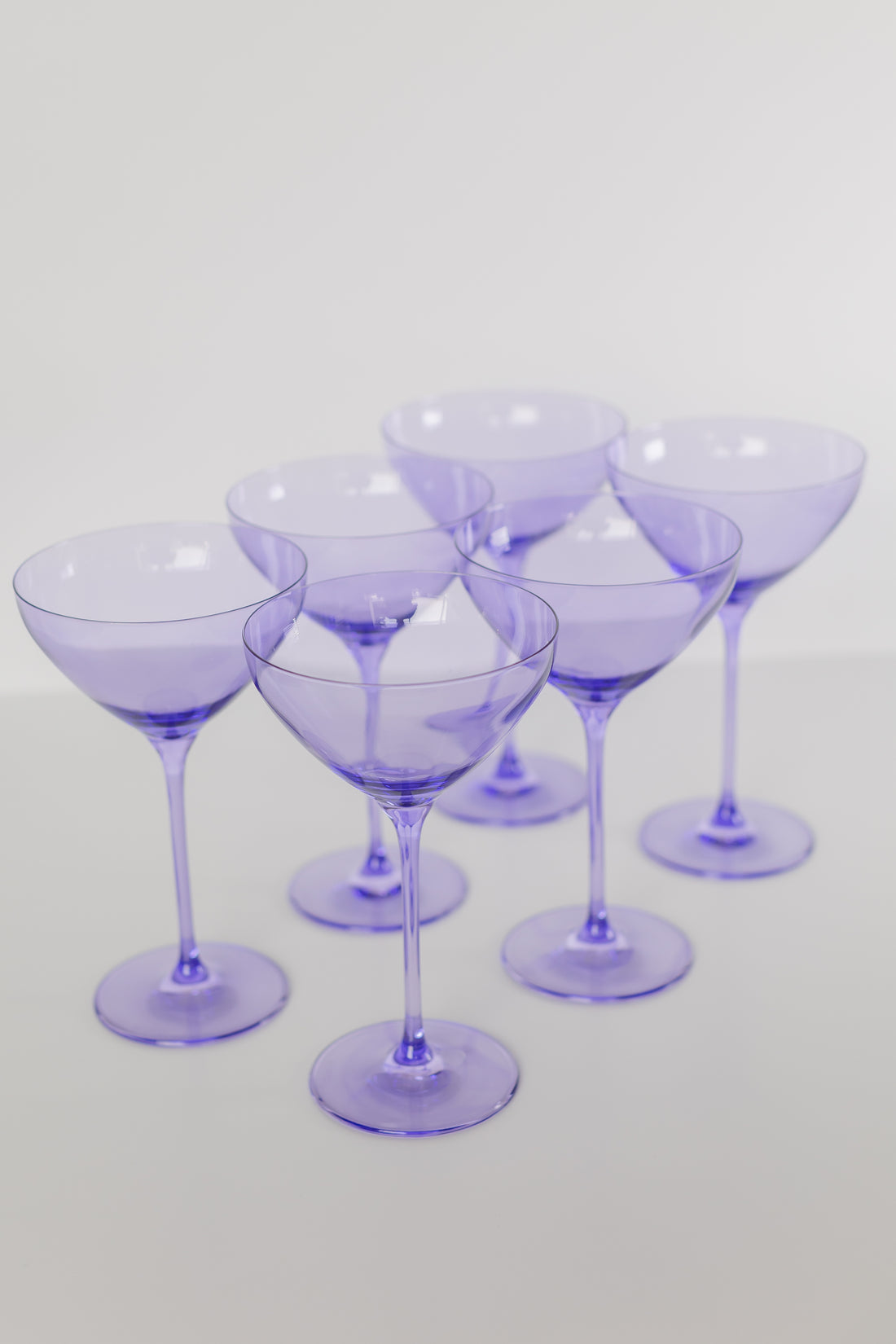 Estelle Colored Glass Estelle Hand-Blown Colored Cocktail Coupe Glasses (Set of 6) - Mixed Set (Set of 6)