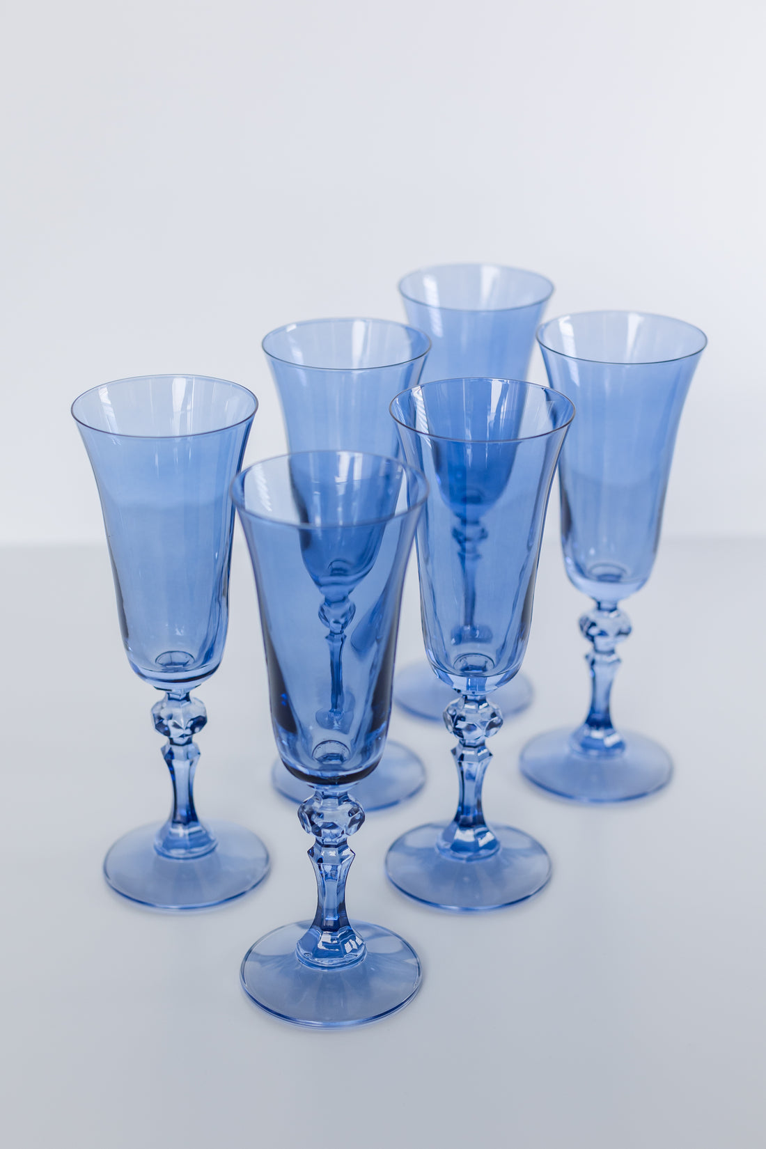Light Blue Foligno Champagne Flutes, Set of 6 by Zodax - Seven Colonial