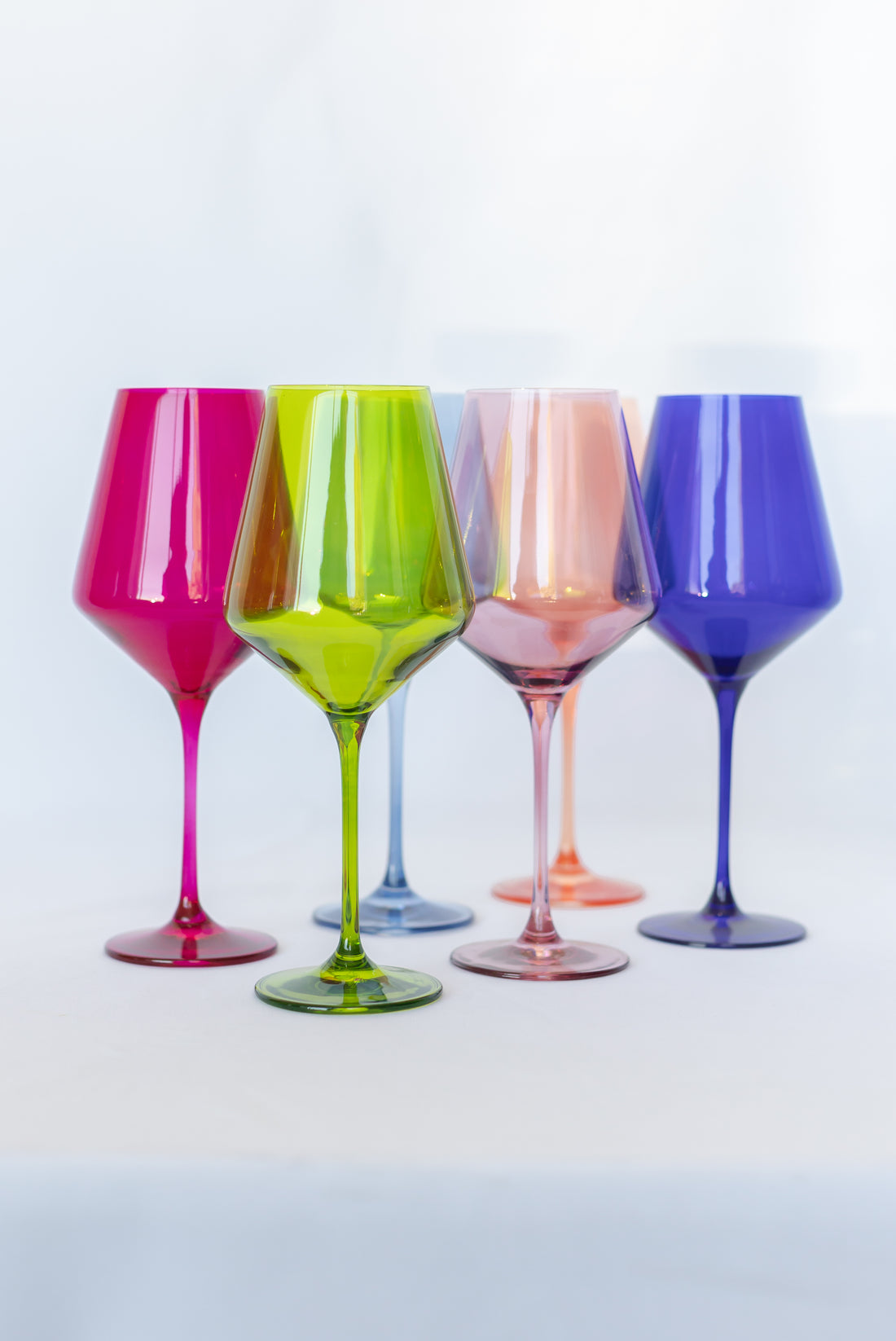 Estelle Colored Glass Estelle Hand-Blown Colored Cocktail Coupe Glasses (Set of 6) - Mixed Set (Set of 6)